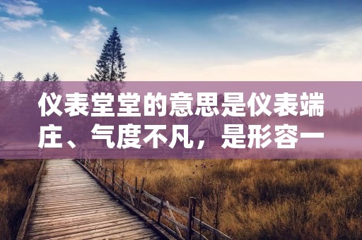 仪表堂堂的意思是仪表端庄、气度不凡，是形容一个人的外表和内在素质都非常出色，值得尊敬和敬仰。这个词语在现代汉语中广泛使用，被人们用来赞美那些有着高尚品质和优秀素质的人。那么，什么样的人才能够被称为仪表堂堂呢？