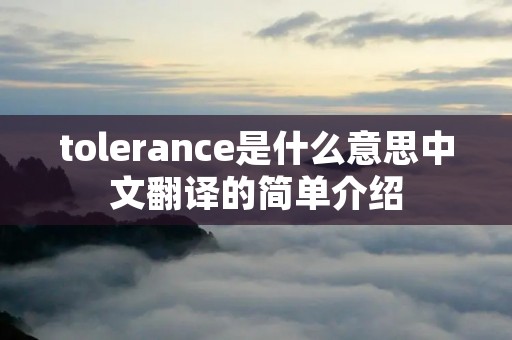 tolerance是什么意思中文翻译的简单介绍