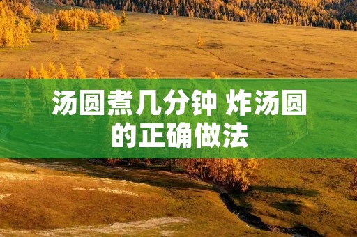 汤圆煮几分钟 炸汤圆的正确做法