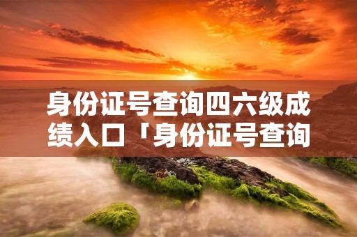 身份证号查询四六级成绩入口「身份证号查询四六级成绩入口2020」