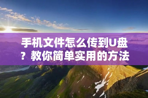 手机文件怎么传到U盘?教你简单实用的方法