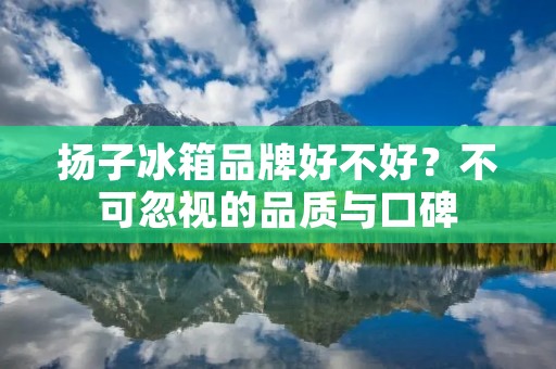 扬子冰箱品牌好不好?不可忽视的品质与口碑 扬子冰箱品牌好不好?不可忽视的品质与口碑