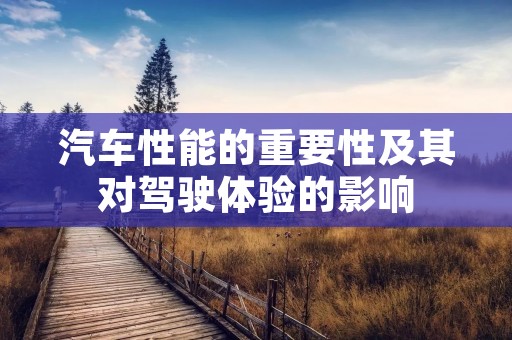 汽车性能的重要性及其对驾驶体验的影响 汽车性能的重要性及其对驾驶体验的影响
