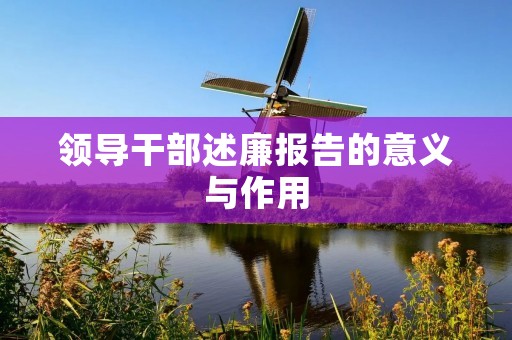 领导干部述廉报告的意义与作用