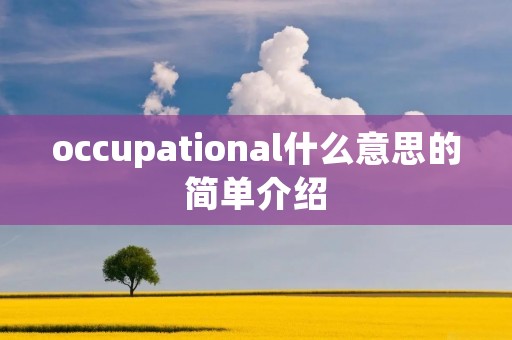 occupational什么意思的简单介绍