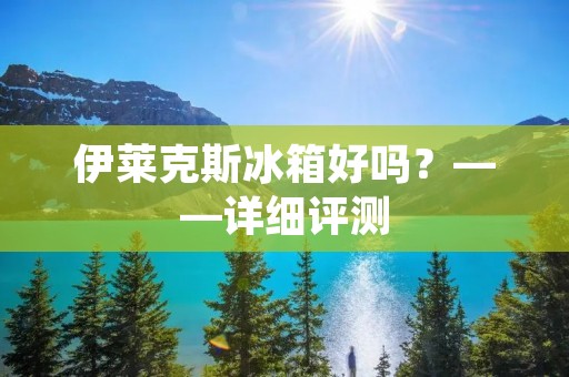 伊莱克斯冰箱好吗？——详细评测