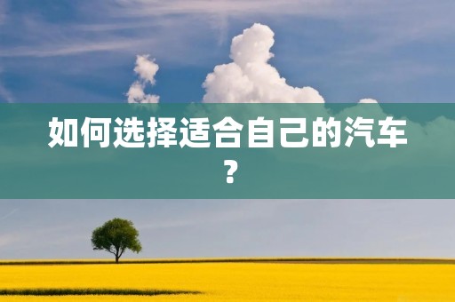 如何选择适合自己的汽车？