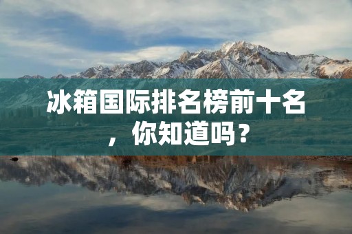 冰箱国际排名榜前十名，你知道吗？