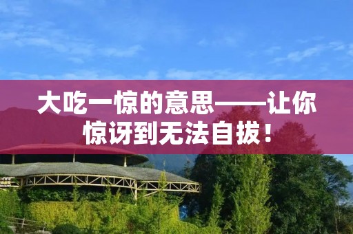 大吃一惊的意思——让你惊讶到无法自拔!