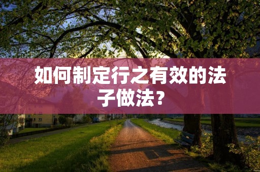 如何制定行之有效的法子做法？