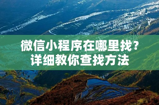 微信小程序在哪里找？详细教你查找方法