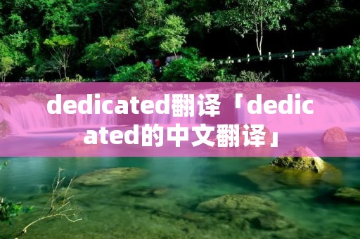 dedicated翻译「dedicated的中文翻译」