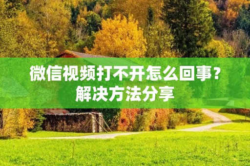 微信视频打不开怎么回事?解决方法分享