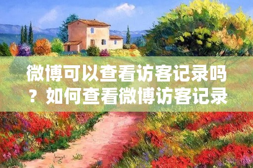 微博可以查看访客记录吗?如何查看微博访客记录?