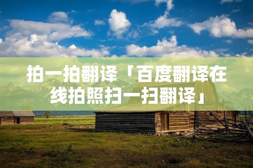 拍一拍翻译「百度翻译在线拍照扫一扫翻译」