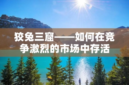 狡兔三窟——如何在竞争激烈的市场中存活