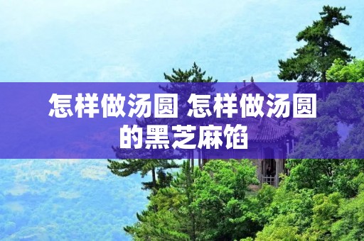 怎样做汤圆 怎样做汤圆的黑芝麻馅