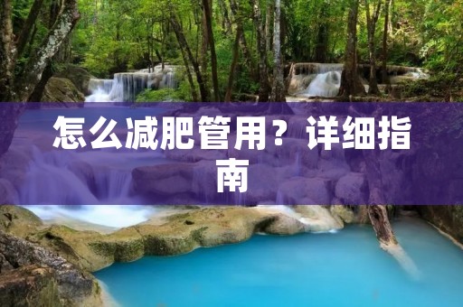怎么减肥管用？详细指南