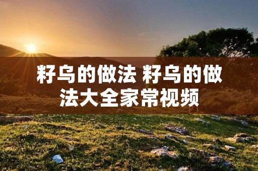 籽乌的做法 籽乌的做法大全家常视频