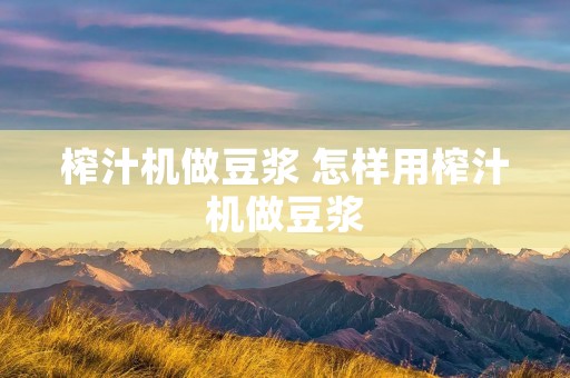 榨汁机做豆浆 怎样用榨汁机做豆浆