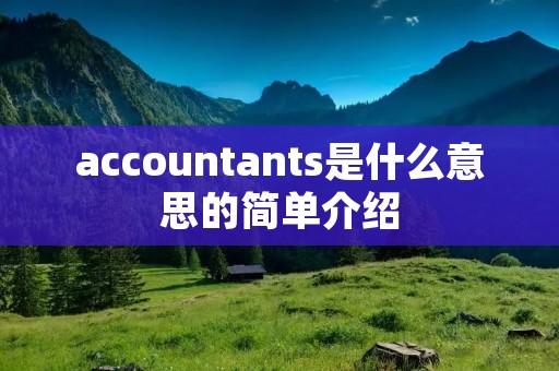 accountants是什么意思的简单介绍