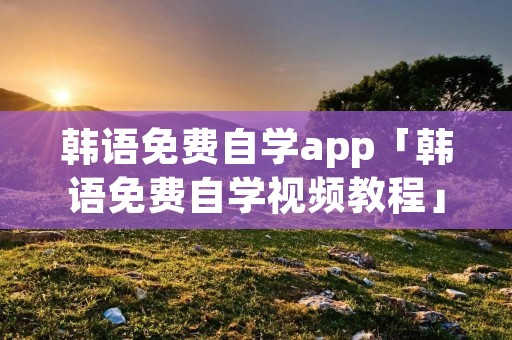韩语免费自学app「韩语免费自学视频教程」