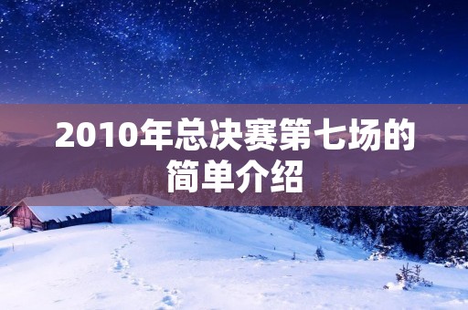 2010年总决赛第七场的简单介绍
