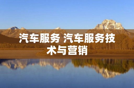 汽车服务 汽车服务技术与营销 汽车服务 汽车服务技术与营销
