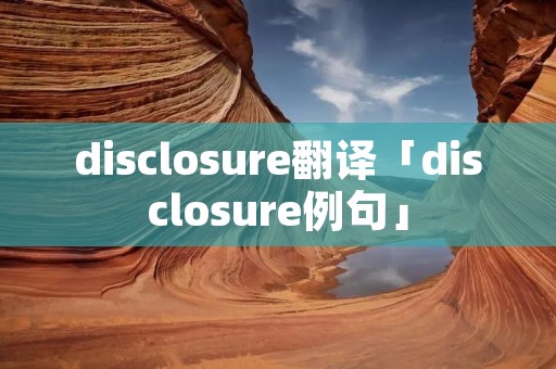 disclosure翻译「disclosure例句」 disclosure翻译「disclosure例句」