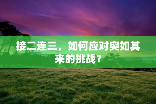 接二连三,如何应对突如其来的挑战? 接二连三,如何应对突如其来的挑战?