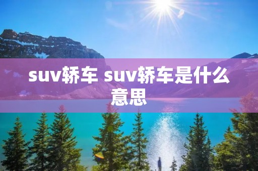 suv轿车 suv轿车是什么意思 suv轿车 suv轿车是什么意思