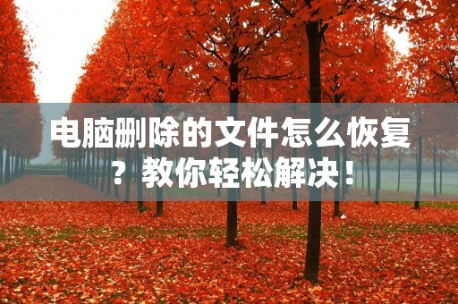 电脑删除的文件怎么恢复？教你轻松解决！
