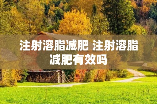 注射溶脂减肥 注射溶脂减肥有效吗