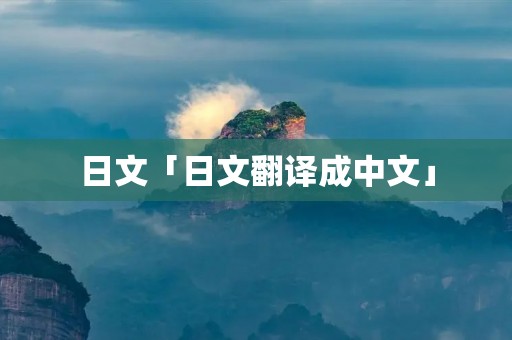 日文「日文翻译成中文」