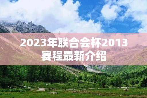 2023年联合会杯2013赛程最新介绍