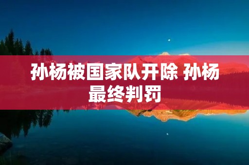 孙杨被国家队开除 孙杨最终判罚