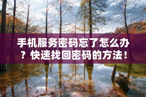手机服务密码忘了怎么办？快速找回密码的方法！