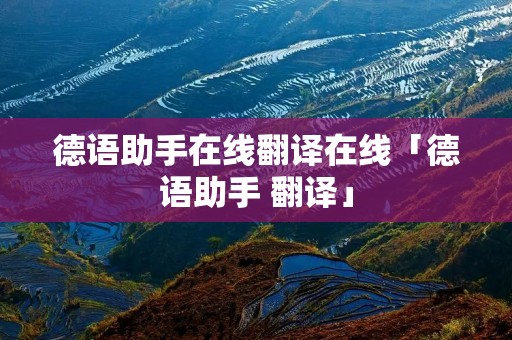 德语助手在线翻译在线「德语助手 翻译」