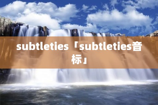subtleties「subtleties音标」