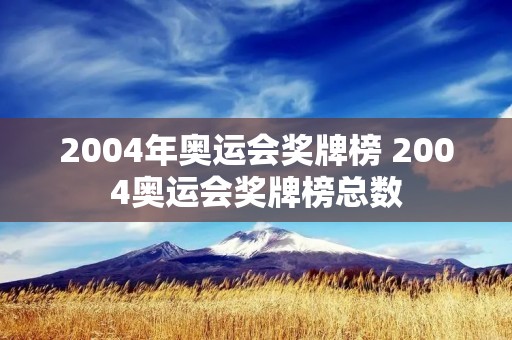 2004年奥运会奖牌榜 2004奥运会奖牌榜总数