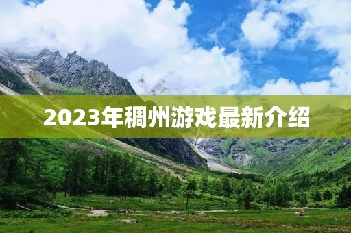 2023年稠州游戏最新介绍