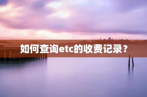 如何查询etc的收费记录?