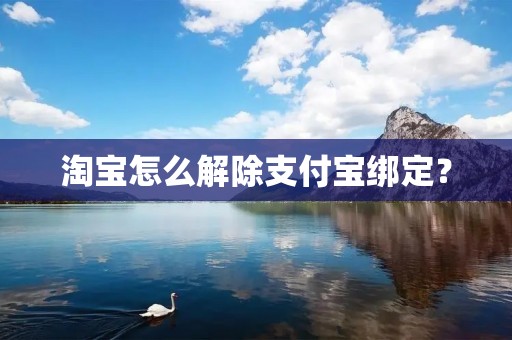 淘宝怎么解除支付宝绑定?
