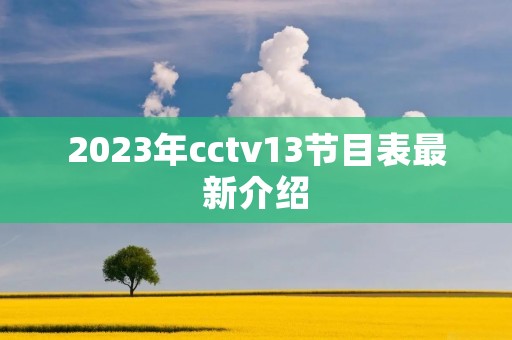 2023年cctv13节目表最新介绍