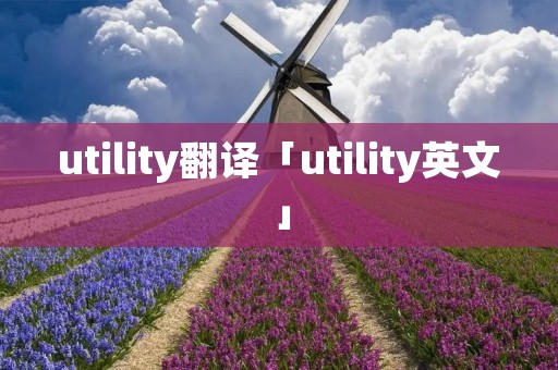 utility翻译「utility英文」