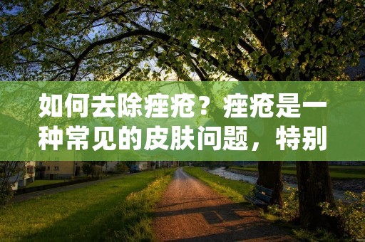 如何去除痤疮？痤疮是一种常见的皮肤问题，特别是在青春期，它会影响到人们的外观和自信。痤疮是由于毛囊周围的油脂堵塞引起的，这些油脂促进了细菌的生长，最终形成了痤疮。虽然痤疮是一种常见的问题，但是它可以通过一些简单的方法去除。在本篇文章中，我们将讨论一些有效的方法来去除痤疮。