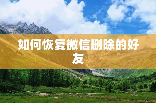 如何恢复微信删除的好友
