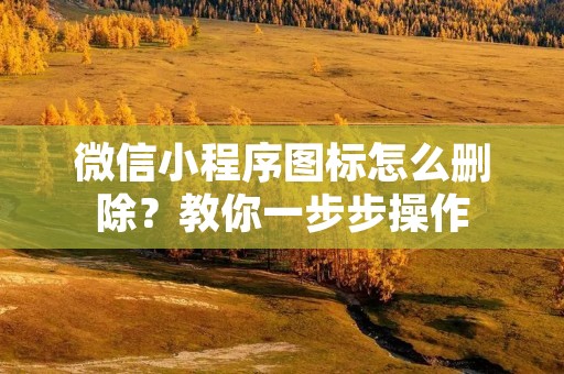 微信小程序图标怎么删除?教你一步步操作