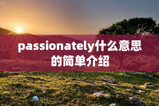 passionately什么意思的简单介绍