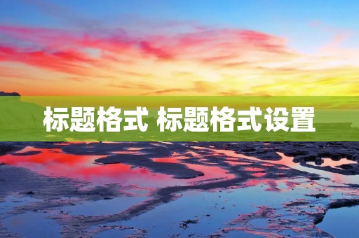 标题格式 标题格式设置